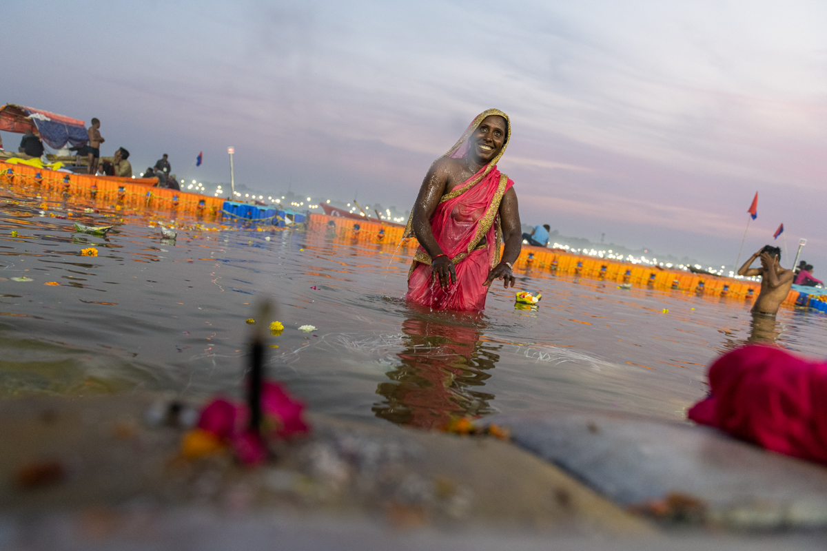 Kumbh Mela - Woman bathing